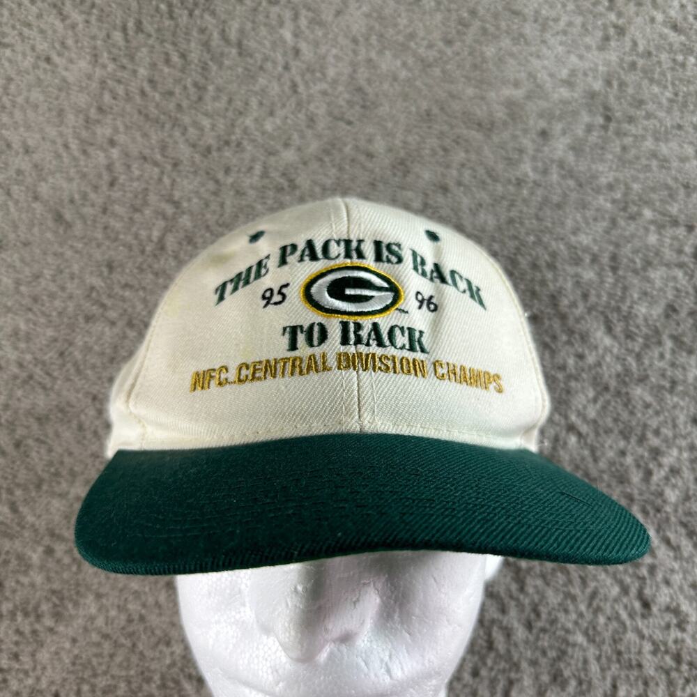 VINTAGE 90s Green Bay Packers Hat Mens Snapback Back To Back Headmaster 95/96